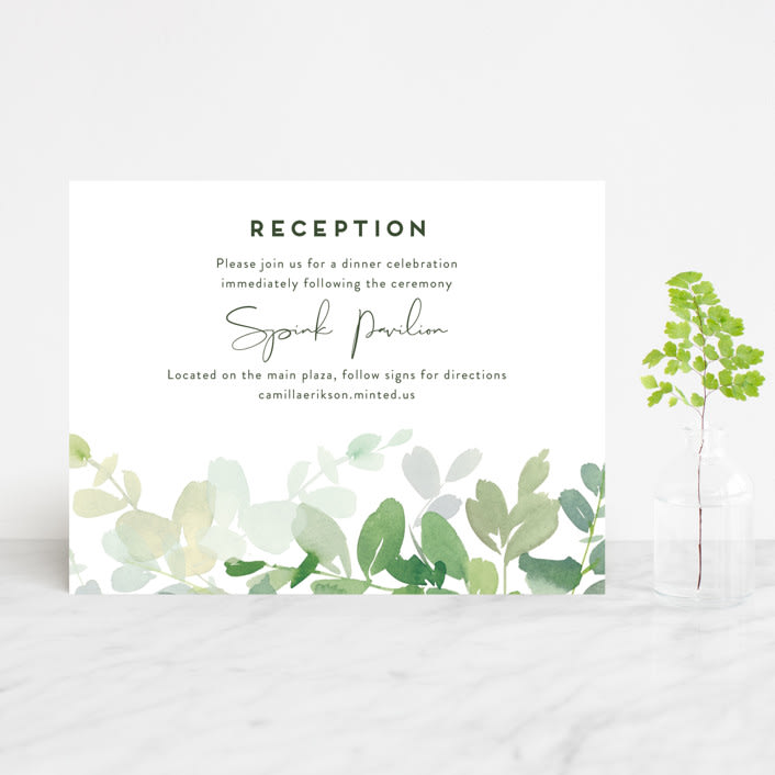 "Soft Eucalyptus" - Reception Cards in Garden by Yao Cheng Design - Front