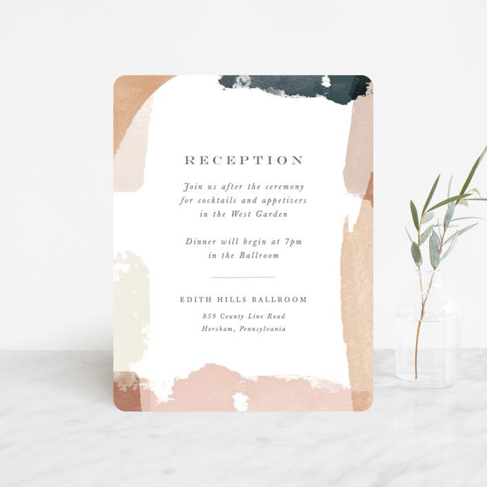"Overlapping" - Reception Cards in Blush by Jennifer Wick - Front
