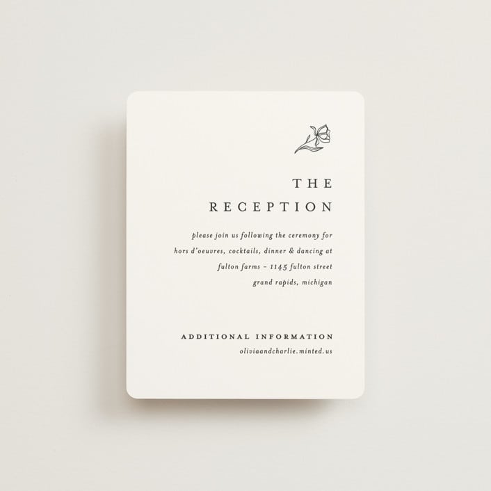 "Floral Cascade" - Reception Cards in Alpine by Pixel and Hank - Front