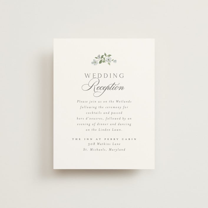 "Wistful" - Reception Cards in Mist by Everett Paper Goods - Front