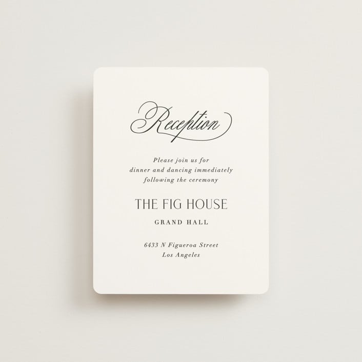 "Grand Scale" - Reception Cards in Caviar by Olivia Raufman - Front