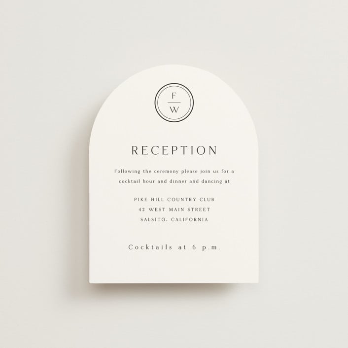 "Circle monogram" - Reception Cards in Cotton by Stacey Meacham - Front