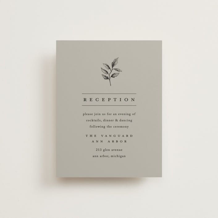 "White Oak" - Reception Cards in Dove by Amy Kross - Front