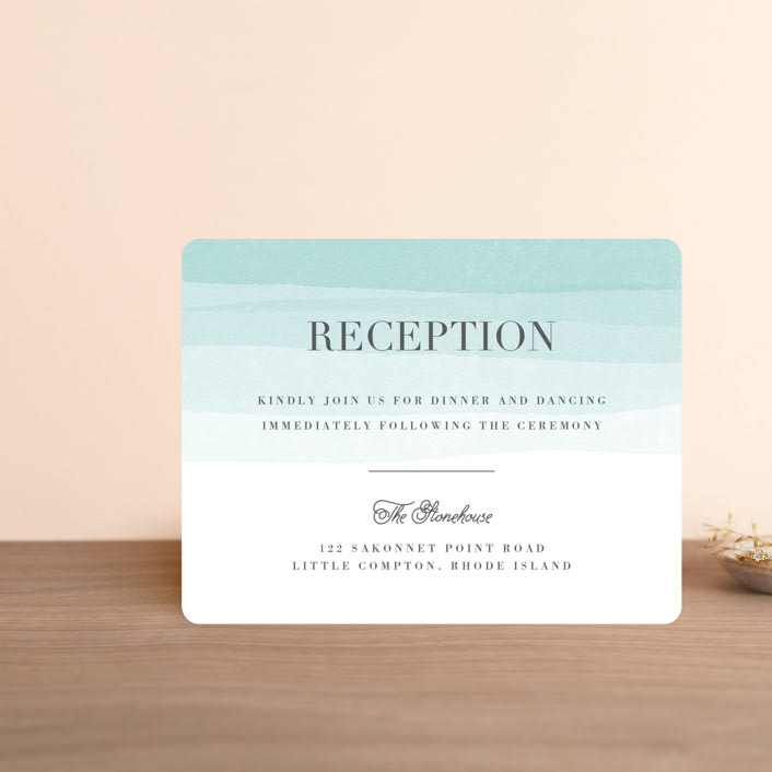 "Old Post Road" - Reception Cards in Sea Salt by Jennifer Wick - Front