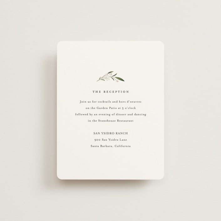 "Gentle Whisper" - Reception Cards in Cotton by Jennifer Postorino - Front