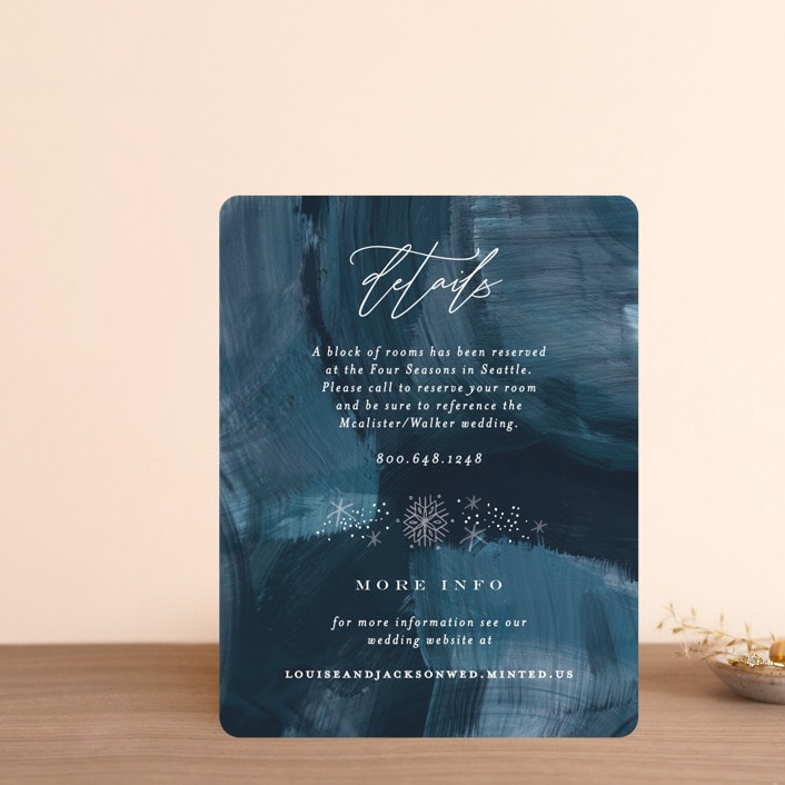"Midnight Snowfall" - Reception Cards in Navy by Alethea and Ruth - Front