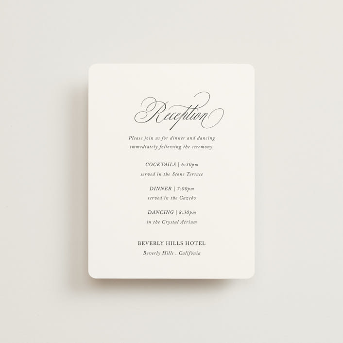 "When I Fall In Love" - Reception Cards in Snow Bright by Design Lotus - Front