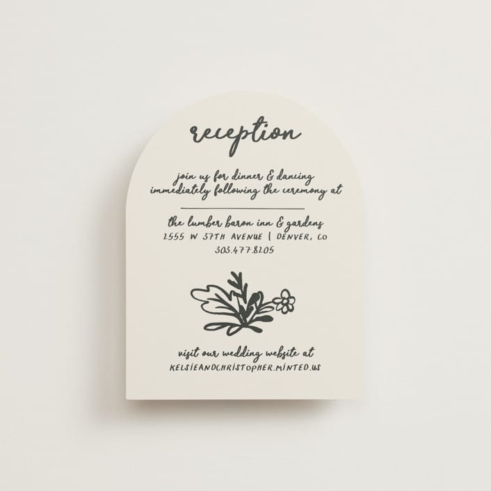 "Botanical Crest" - Reception Cards in Ink by Kelly Watkins - Front