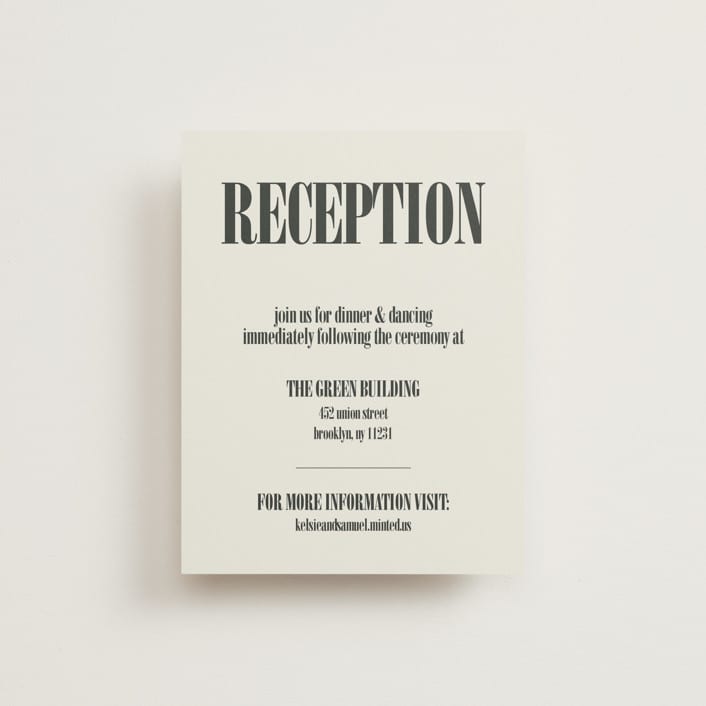 "Flynn" - Reception Cards in Ash by Kelly Watkins - Front