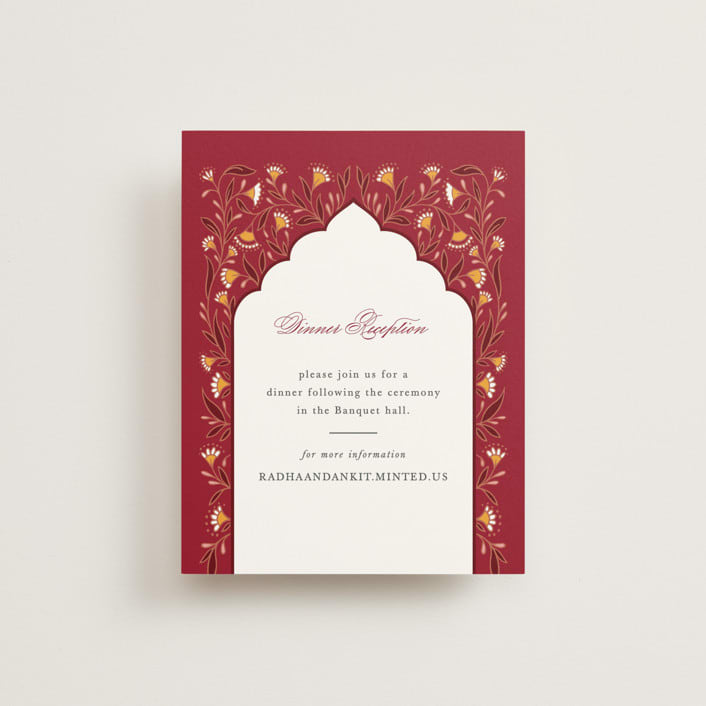 "Jaipur" - Reception Cards in Ruby by Mansi Verma - Front