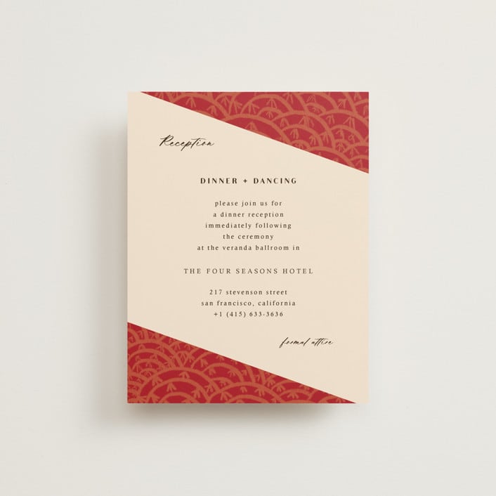 "Mizu Pattern" - Reception Cards in Ruby by Kanika Mathur - Front