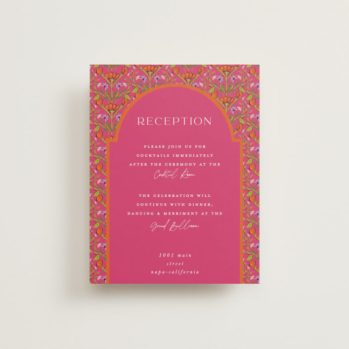 "Varna" - Reception Cards in Fuchsia by Pati Cascino - Front