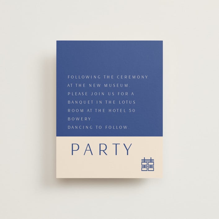 "two toned" - Reception Cards in Marseille Bleu by Deborah Chou - Front