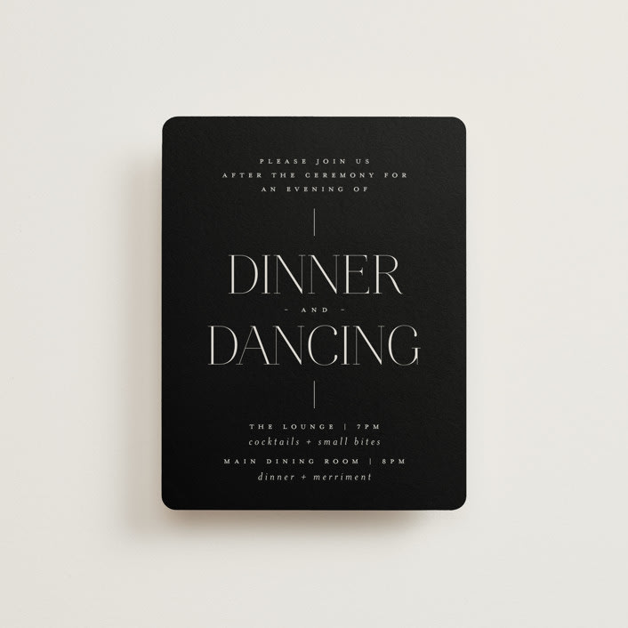 "Modern Type" - Reception Cards in Moon by Heather Cairl - Front
