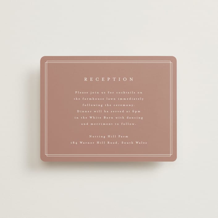 "Lennox" - Reception Cards in Harvest by Kristie Kern - Front