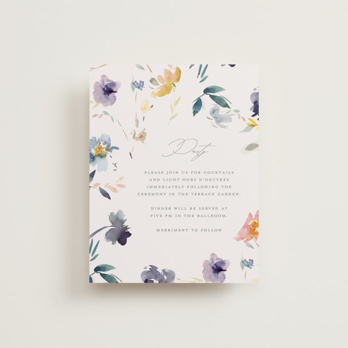 "Cheerful Bouquet" - Reception Cards in Chardonnay by Lori Wemple - Front