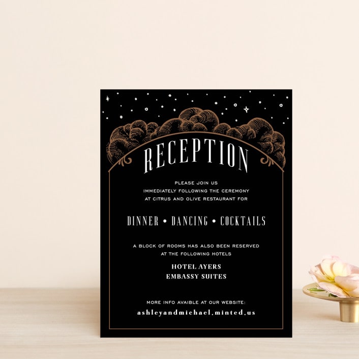"Grand Natura" - Reception Cards in Noir by GeekInk Design - Front