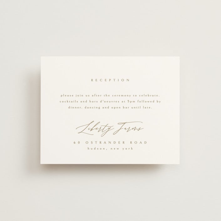 "Napa" - Reception Cards in Golden by Kelly Schmidt - Front