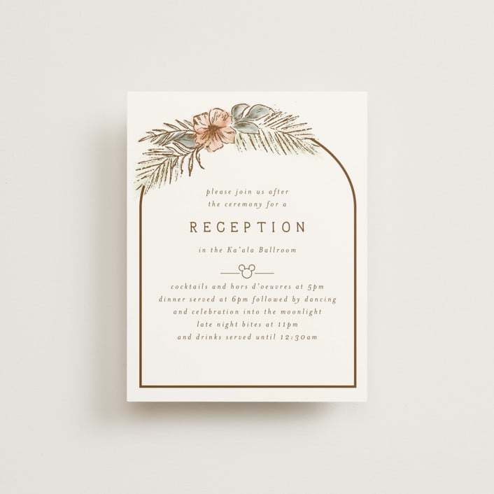 "Disney's Mickey Mouse Tropical Frame" - Reception Cards in Earth by Shiny Penny Studio - Front