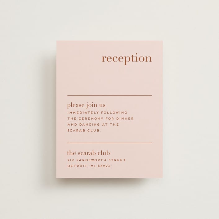 "Mod Initials" - Reception Cards in Rust by Genna Blackburn - Front
