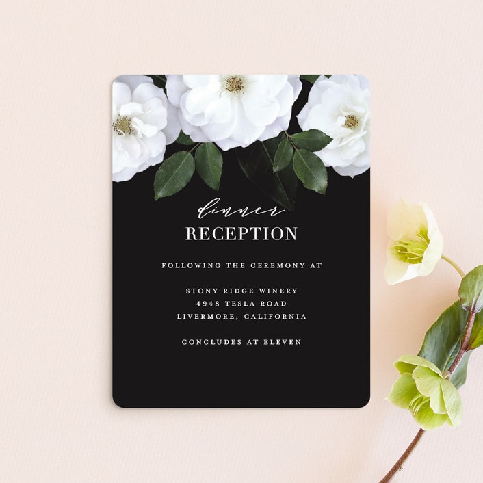 "Heirloom Roses" - Reception Cards in Ebony by Jill Means - Front