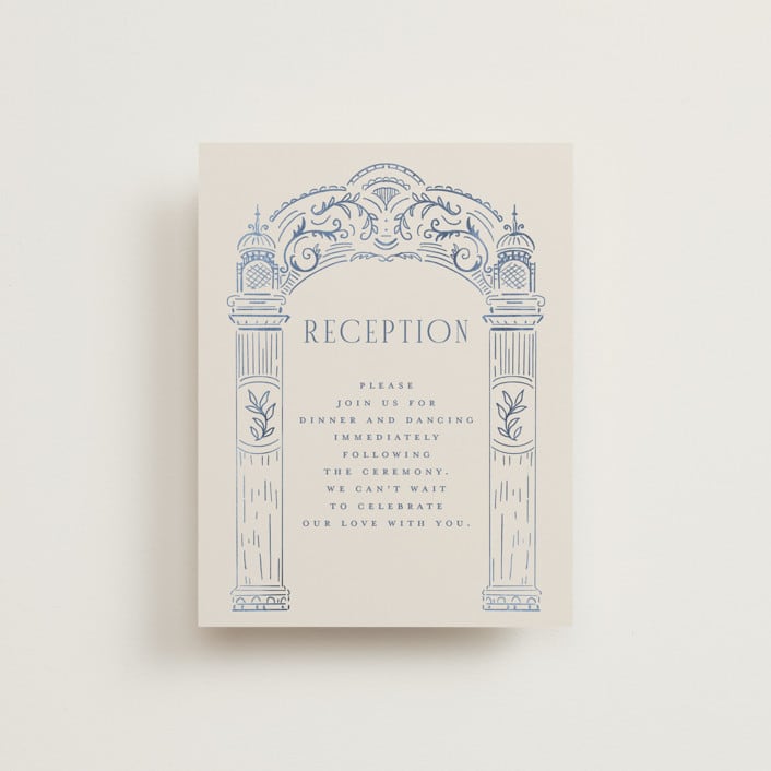 "Pavilion" - Reception Cards in Navy by Petra Kern - Front