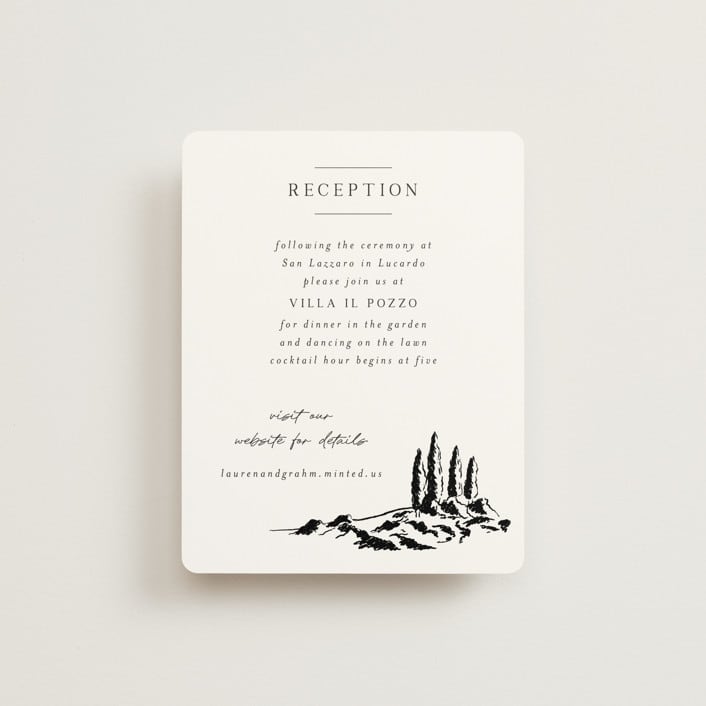 "Countryside Villa" - Reception Cards in Noir by Shiny Penny Studio - Front