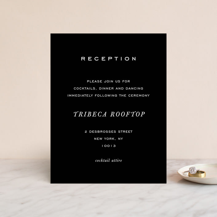 "Enamored" - Reception Cards in Obsidian by Kimberly FitzSimons - Front