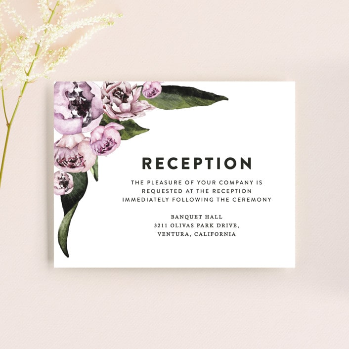 "Peony" - Reception Cards in Ice Mist by Cass Loh - Front