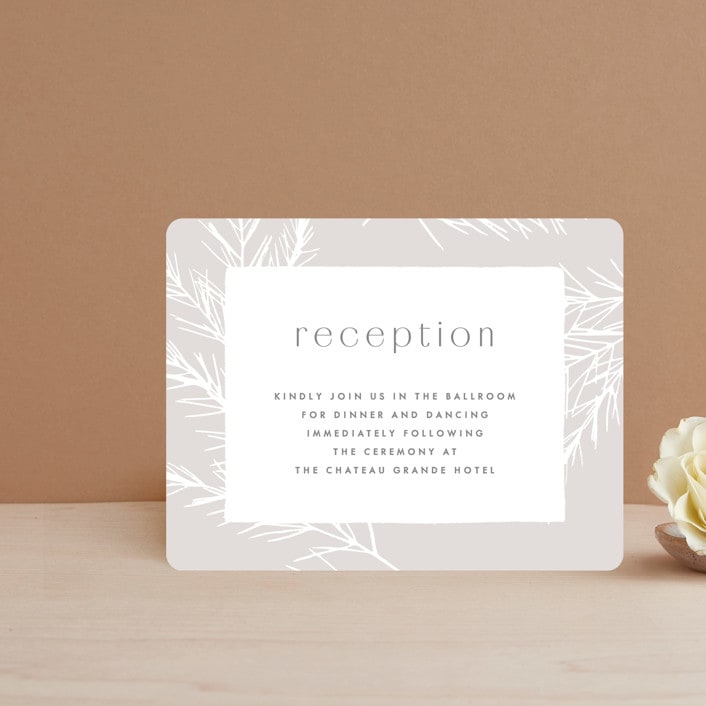 "Winter Birch" - Reception Cards in Natural by Melanie Severin - Front