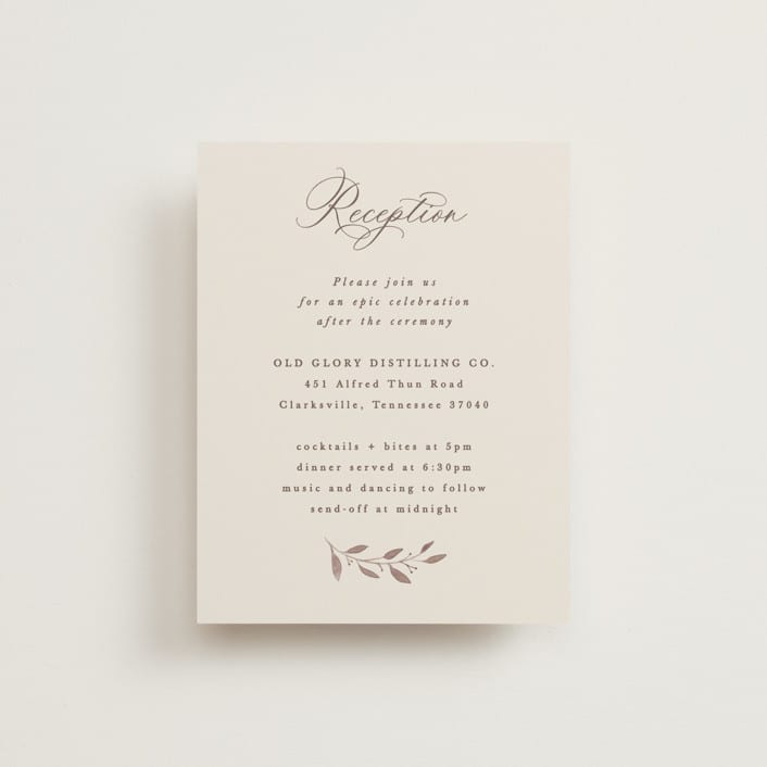 "Delicate monogram" - Reception Cards in Ecru by Hooray Creative - Front
