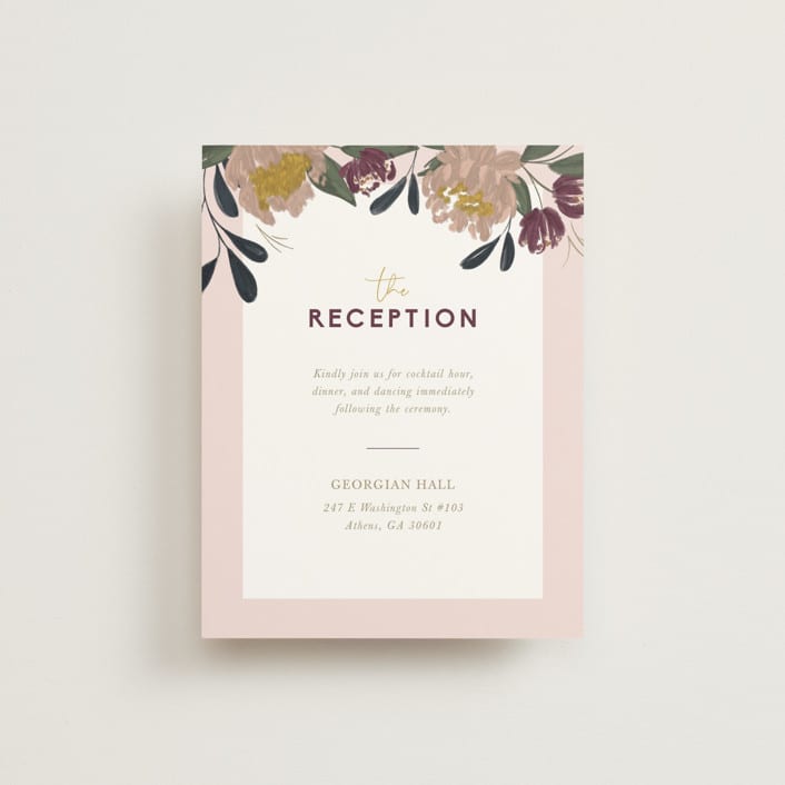 "Wild Peonies" - Reception Cards in Blush by Cindy Reynolds - Front