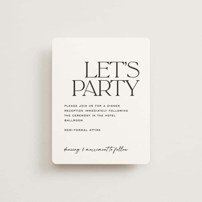 "Casual" - Reception Cards in Pearl by Owl and Toad - Front