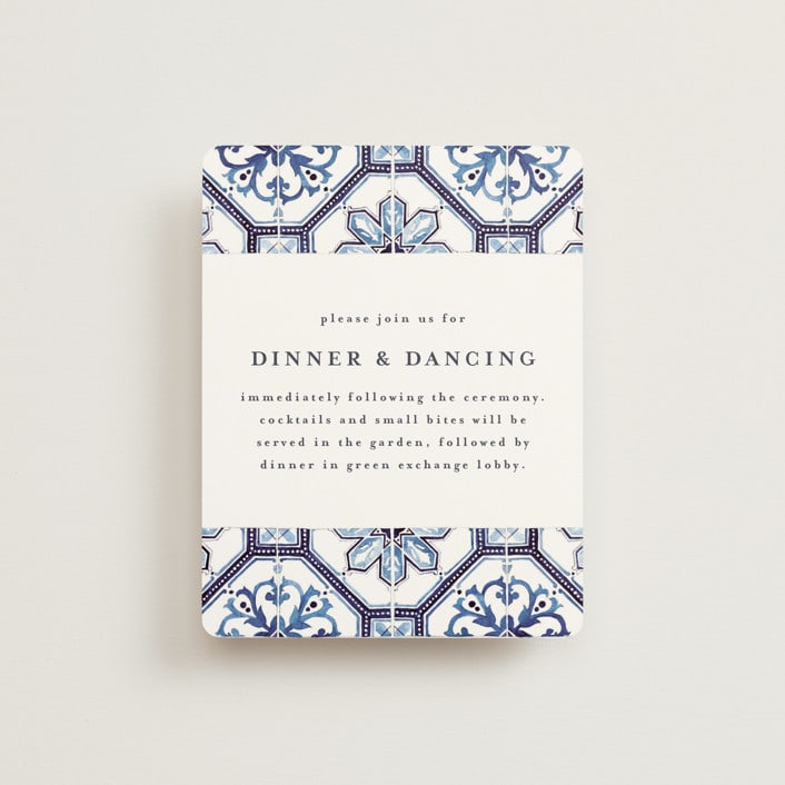 "watercolor azulejo" - Reception Cards in Azure by Anastasia Makarova - Front