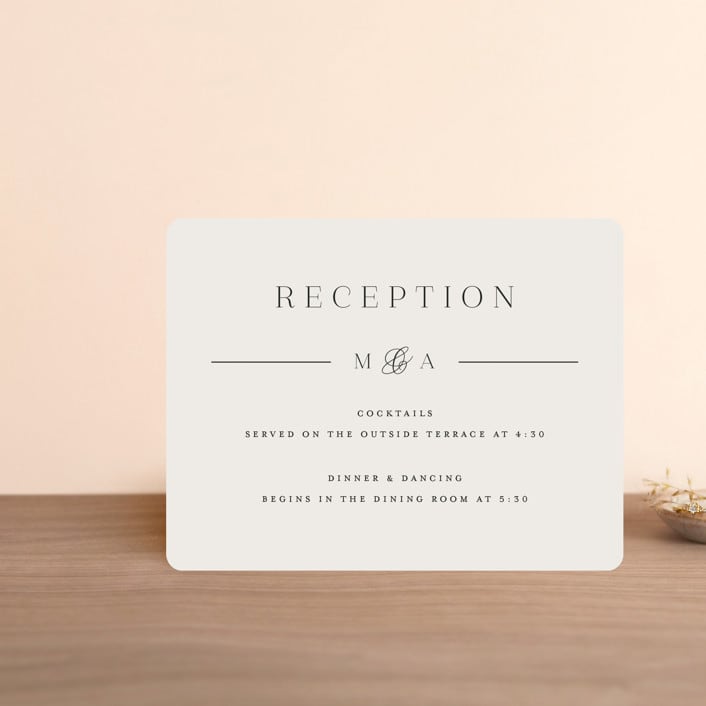 "Classic Monogram" - Reception Cards in Cream by Carolyn MacLaren - Front