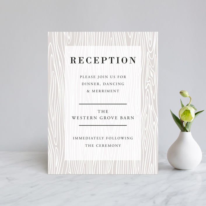 "Rustic Grain" - Reception Cards in Ashwood by Oma N. Ramkhelawan - Front