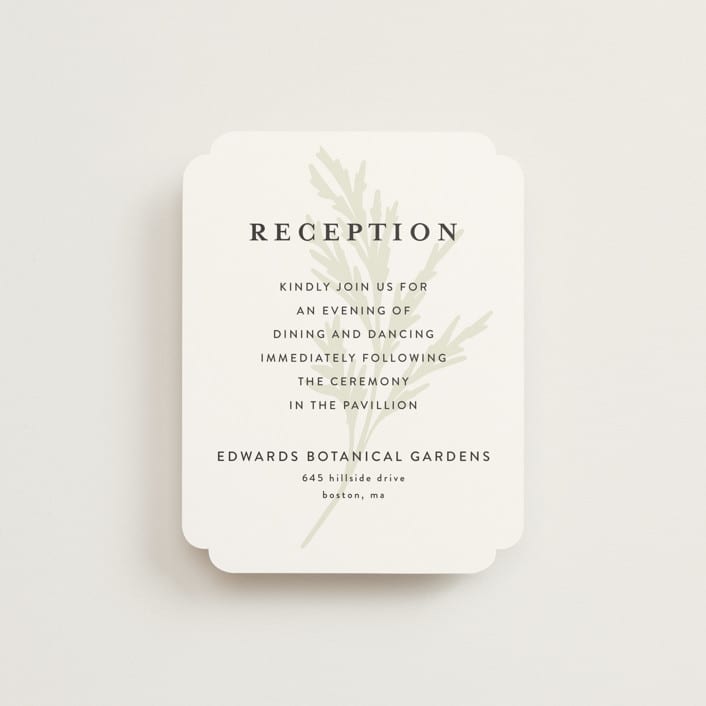 "Enchanted Greenery" - Reception Cards in Frost by Susan Moyal - Front