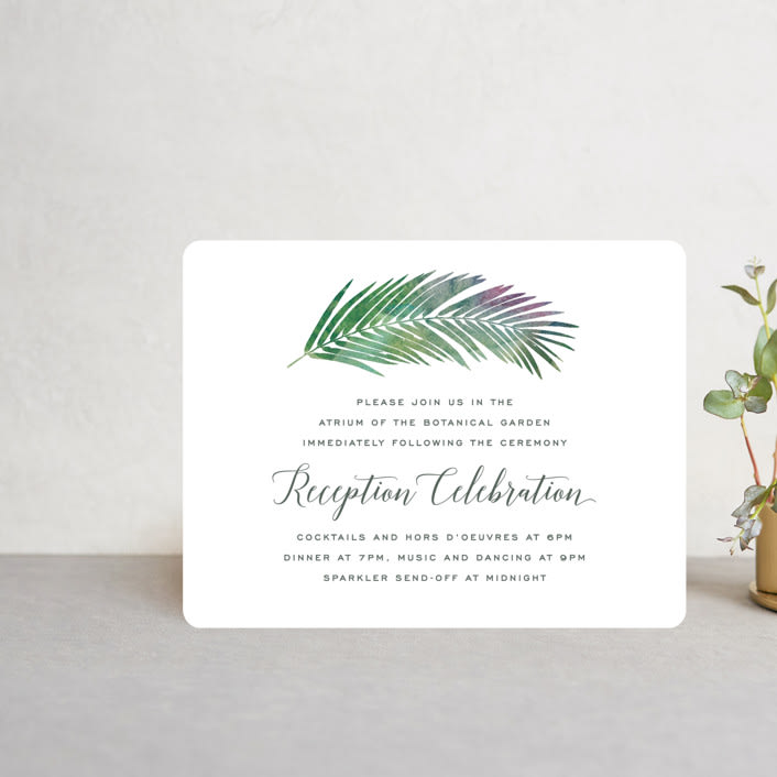 "Tropical Foliage" - Reception Cards in Fern by Hooray Creative - Front