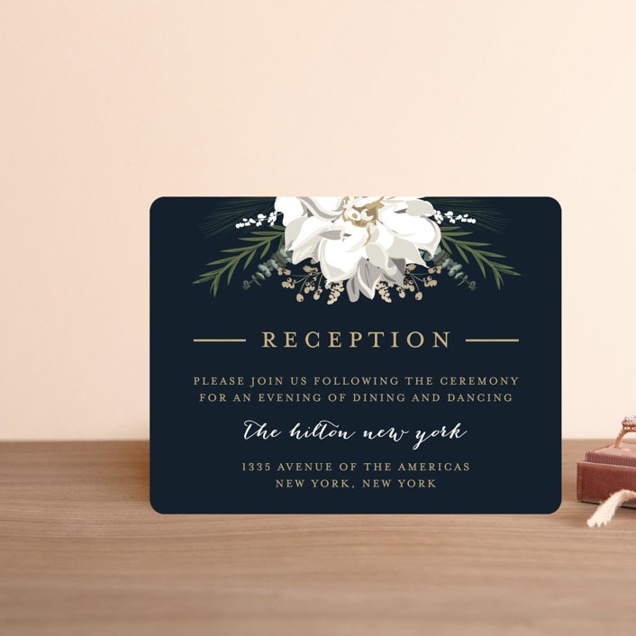 "Peonies & Berries" - Reception Cards in Winter White by Susan Moyal - Front