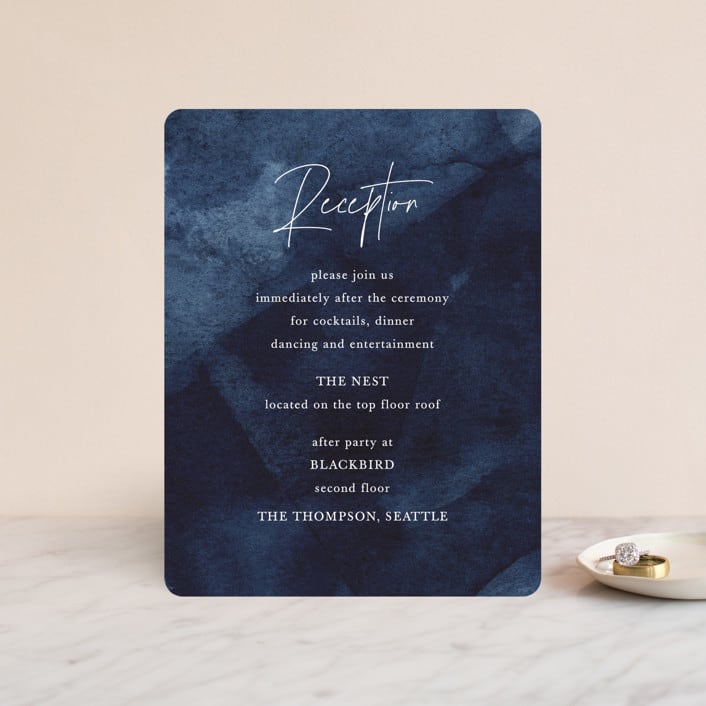 "Plain and Simple" - Reception Cards in Sapphire by Chris Griffith - Front