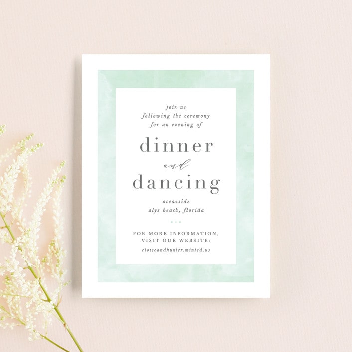 "Caliza" - Reception Cards in Seafoam by Lauren Chism - Front