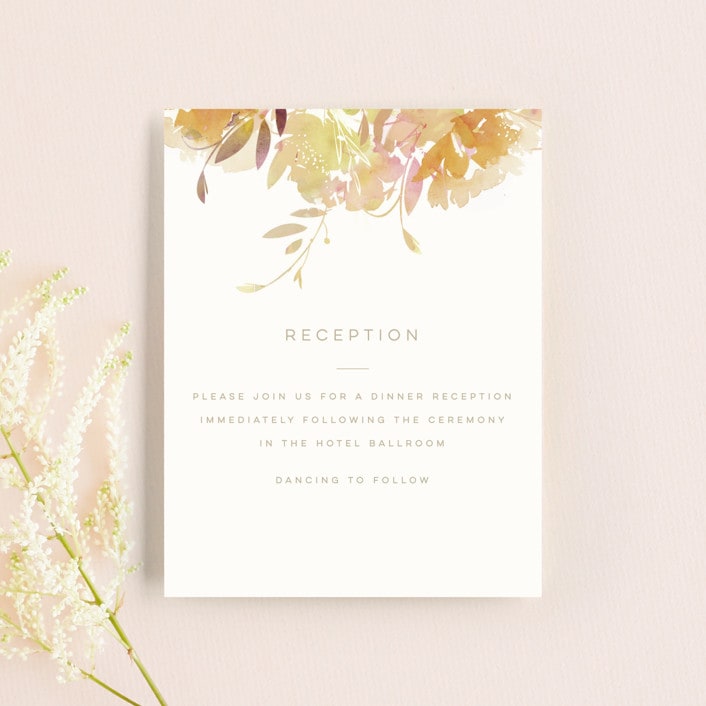 "Garden" - Reception Cards in Peach by Lori Wemple - Front