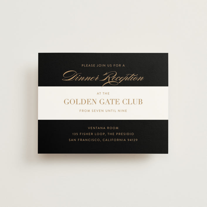 "Fashion District" - Reception Cards in Black Tie by Jill Means - Front