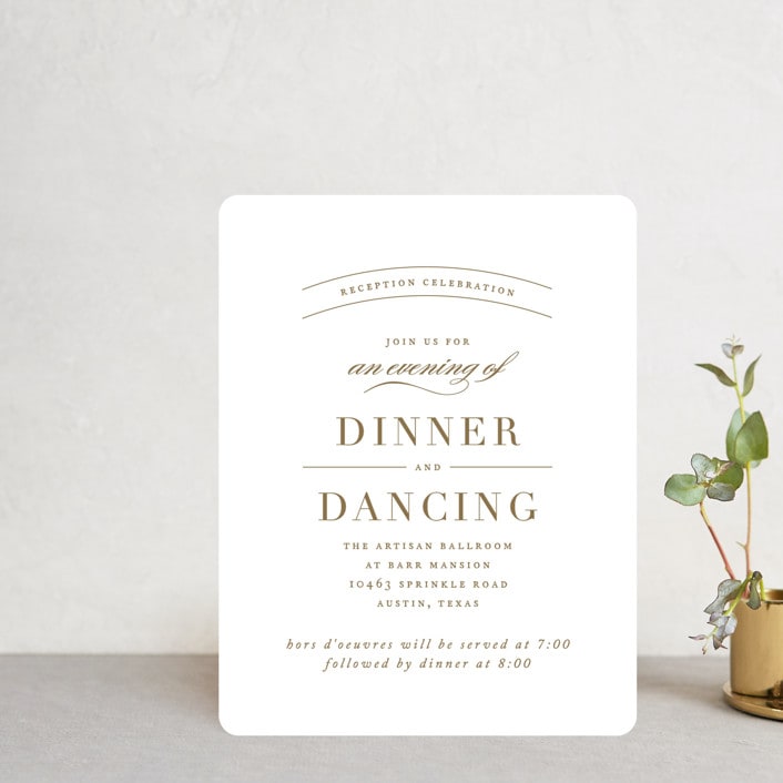 "divine" - Reception Cards in Gilded Gold by Jennifer Postorino - Front