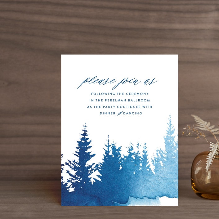 "misty forest" - Reception Cards in Navy by Ariel Rutland - Front