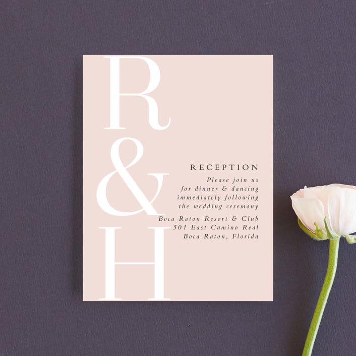 "over and over" - Reception Cards in Soft Peach by Lea Delaveris - Front