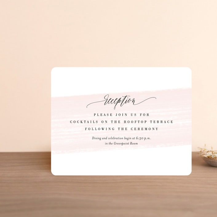 "Effervescent" - Reception Cards in Blush by Kristie Kern - Front