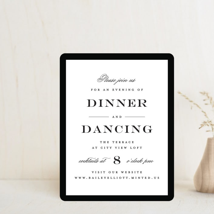 "Downtown" - Reception Cards in Onyx by Lauren Chism - Front