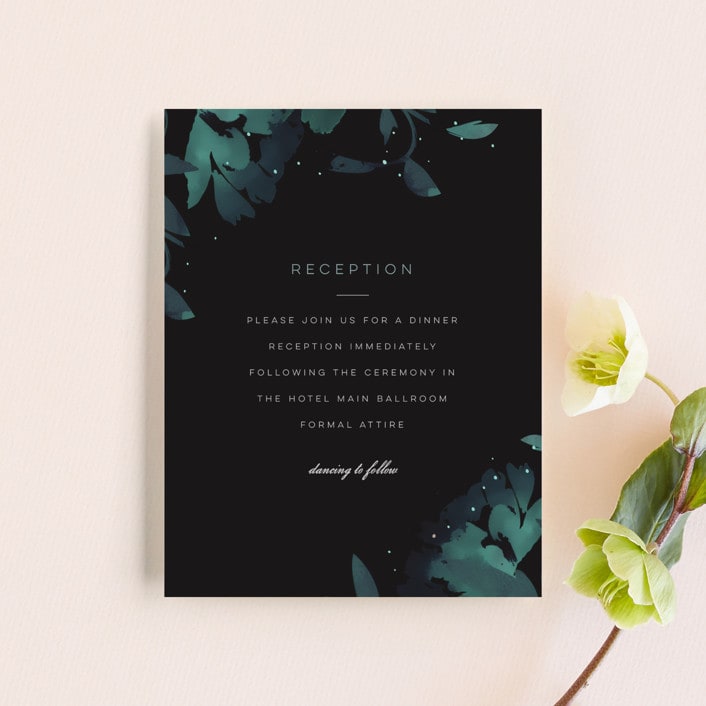 "Midnight Garden" - Reception Cards in Midnight by Lori Wemple - Front