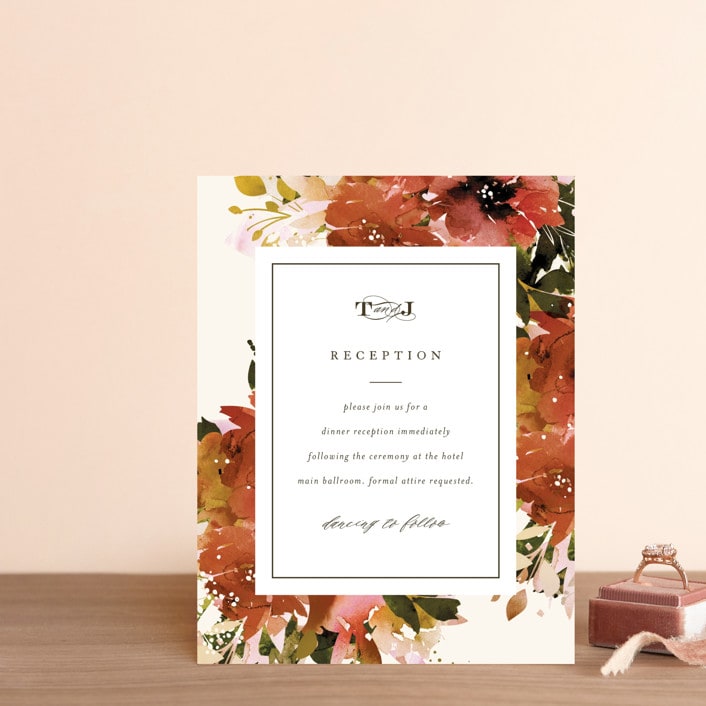 "Eden" - Reception Cards in Poinsettia by Lori Wemple - Front